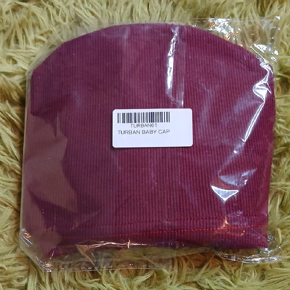 Turban Baby Burgundy Cap With Floral‎ Patterned Bow